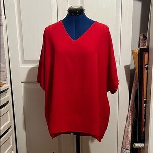 Vibrant Red V-Neck Top